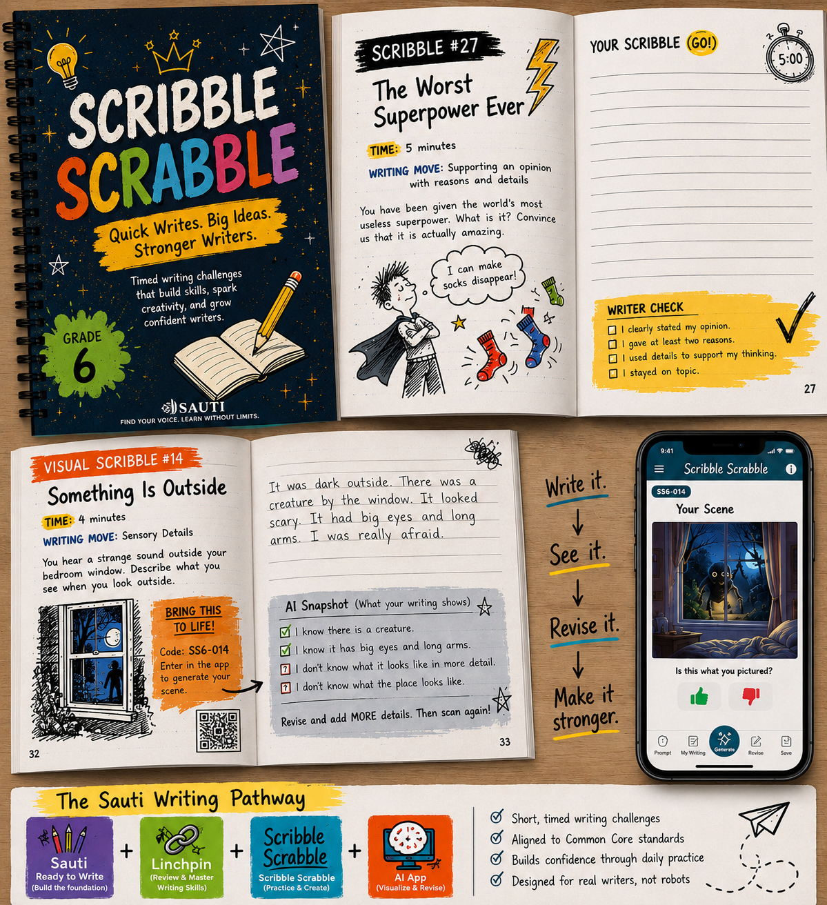 Scribble Scrabble writing journal mockup